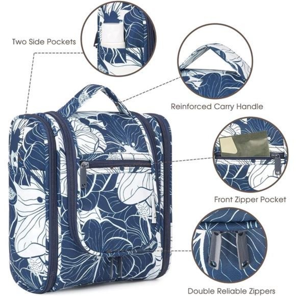 Hanging Travel Toiletry Bag Cosmetic Make up Organizer for Women and Men Blue - Picture 3 of 7